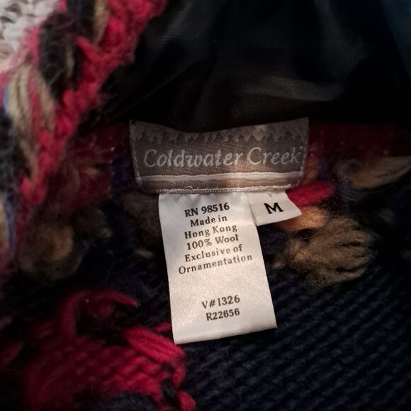 COLDWATER CREEK Heavy Wool Southwest Knit Cardigan Sweater Woman Size Medium - Picture 6 of 12